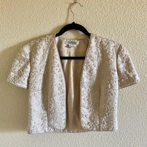 Cream Short Sleeve Blazer - Kay Unger New York